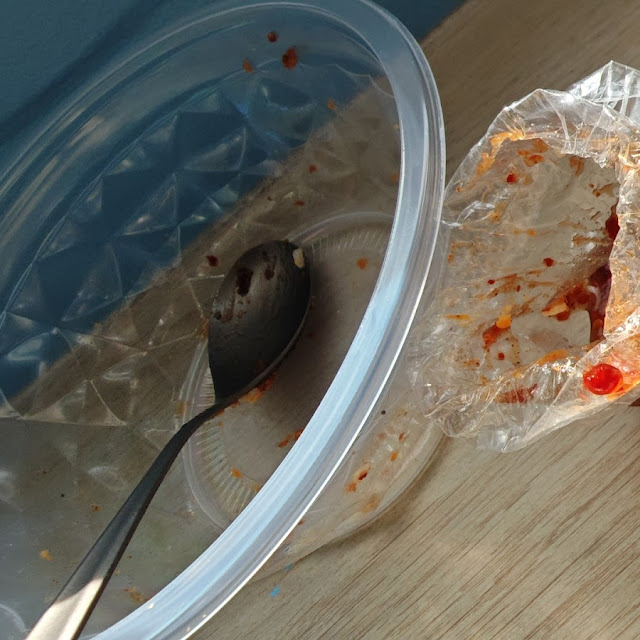 Empty Bowl of Fried Pork on Rice