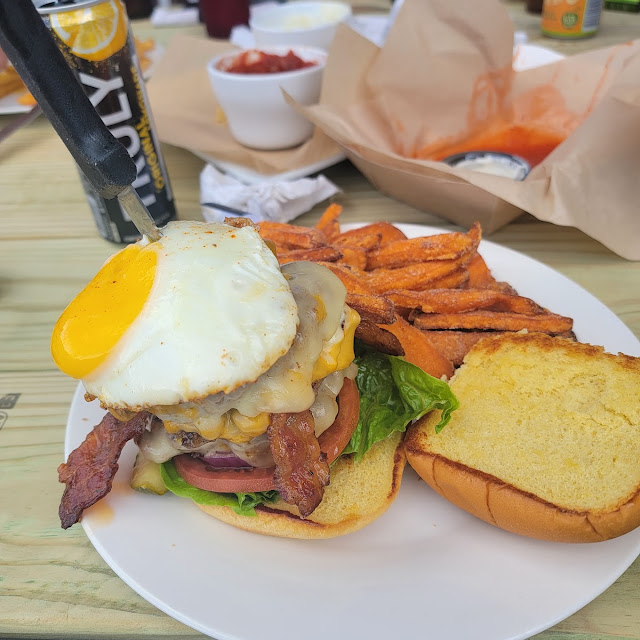 The Everything Burger with Sweet Potato Fries