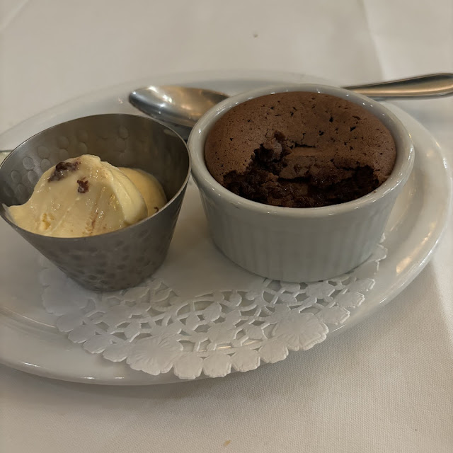 Chocolate Soufflé with Vanilla Ice Cream