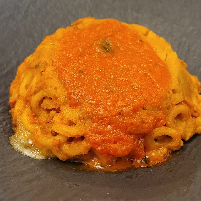Timpanies of Anelletti with Meat Sauce and Peas or Aubergine
