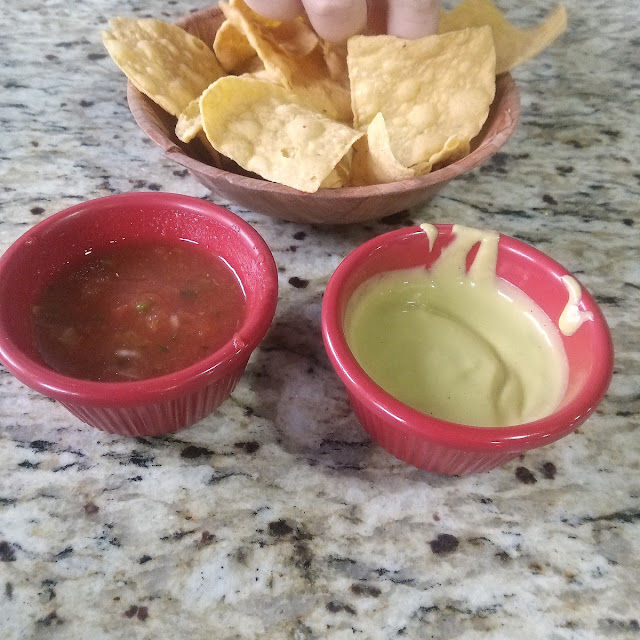 Salsa Chips and Guacamole Dip