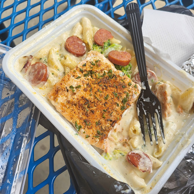Salmon Alfredo with Sausage