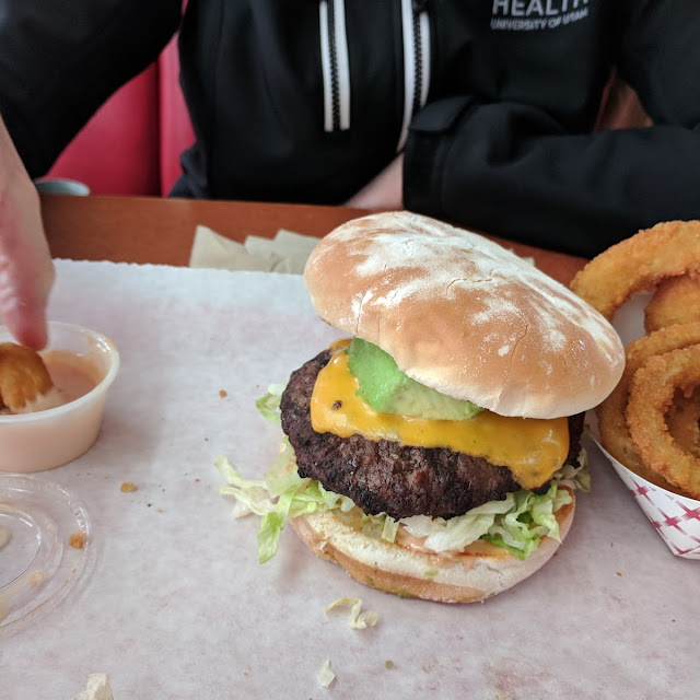 Burger and Onion Rings