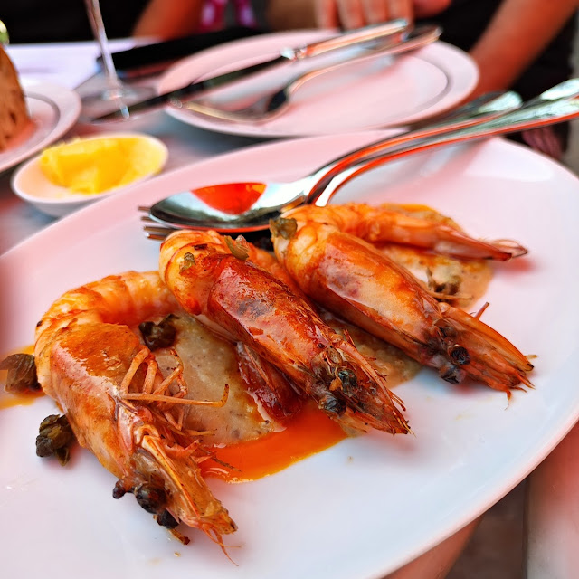 Grilled Prawns Creamed White Beans Fried Capers