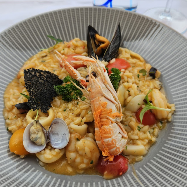 Risotto Ai Frutti Di Mare With Selection Fresh Of The Day Fish Lemon Scent Bottarga Di Muggine