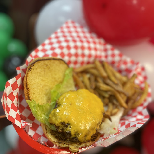 BJ’S Big Mouf Cheeseburger and Fries