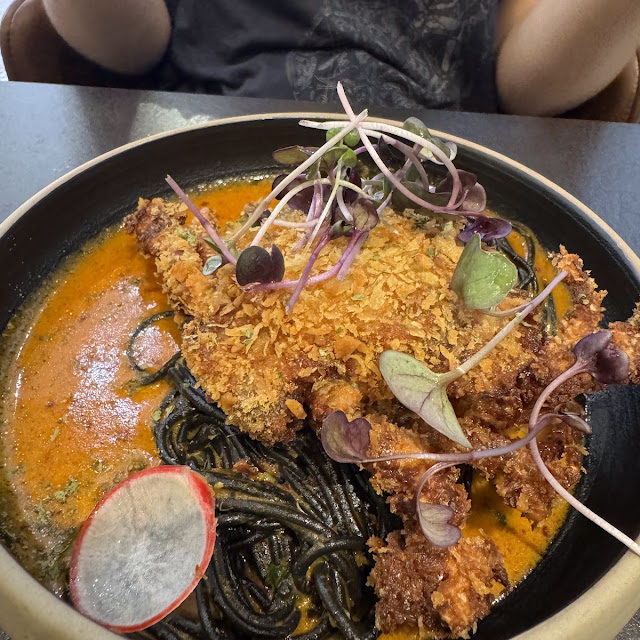 Soft Shell Crab with Squid Ink Pasta
