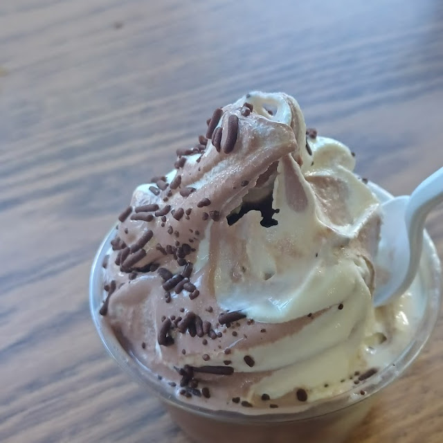 Chocolate and Vanilla Soft Serve Twist with Chocolate Sprinkles