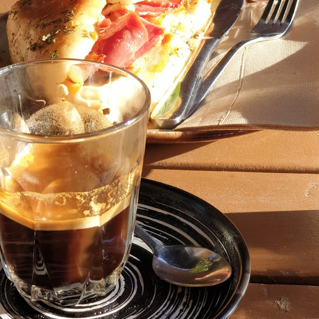 Breakfast Focaccia with an Espresso