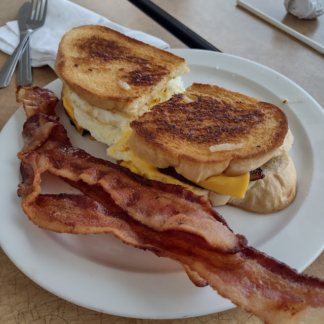 Toasted Bagel with Egg Whites Bacon and American Cheese