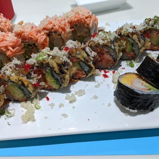 Middle Roll Is Godzilla Roll to the Right Futomaki Roll