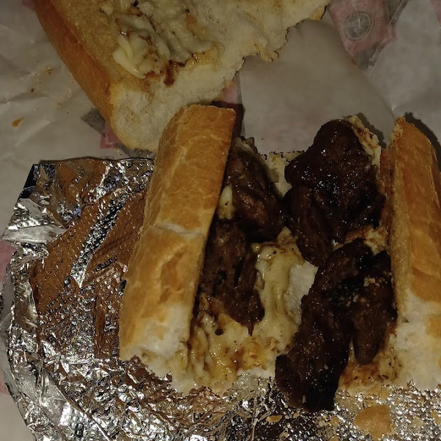 Large Steak Tip Sub All the Meat Equals a Half of a Sub