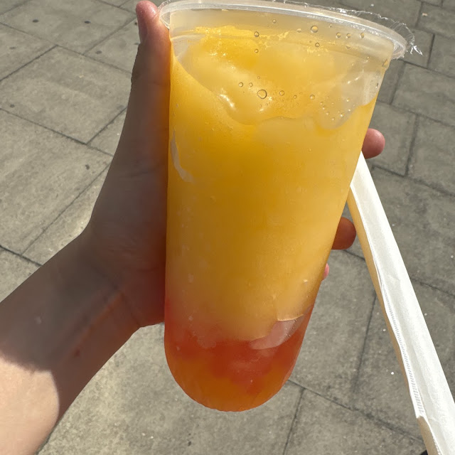 Mango Slush Puppy with Mango and Strawberry Bubbles