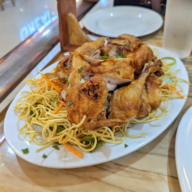 Whole Fried Chicken with Crispy Noodles