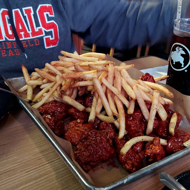 Honey BBQ Boneless Wings and Fries