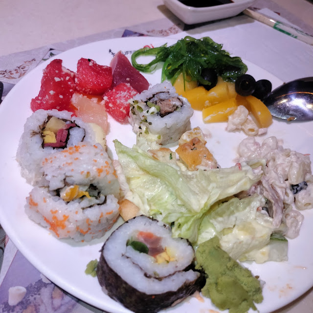 Assorted Sushi and Assorted Salads