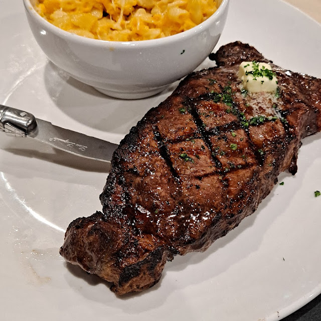 New York Strip Steak and Mac and Cheese