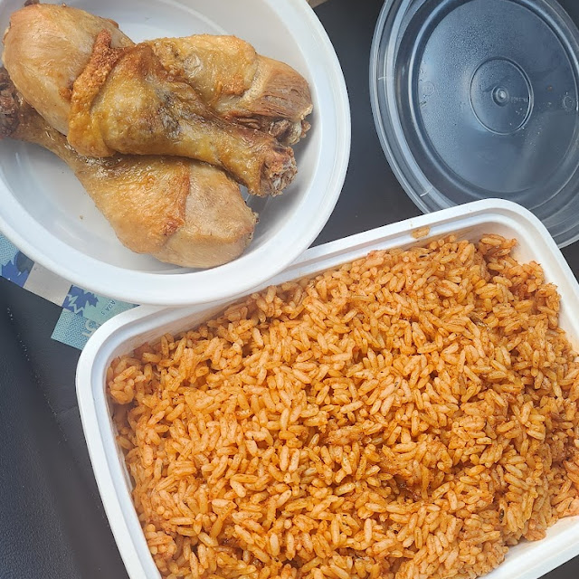Jollof Rice with Fried Chicken