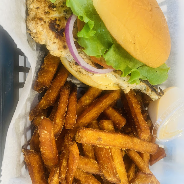 Grilled Chicken Sandwich with Sweet Potato Fries