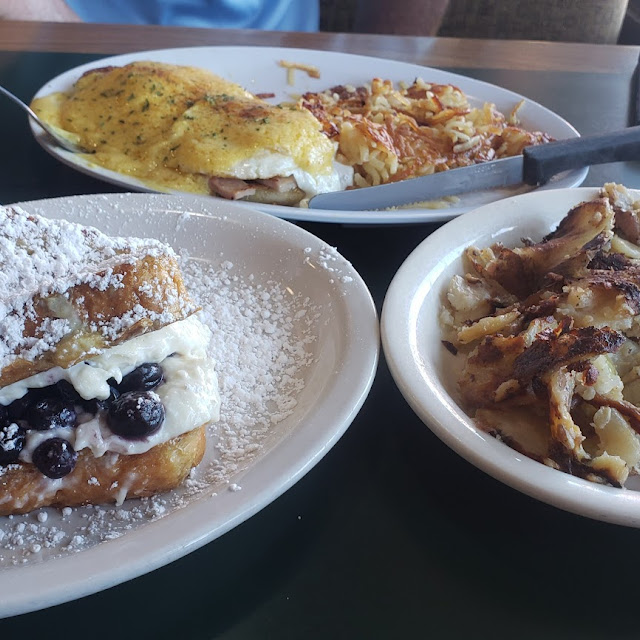 Stuffed Blueberry French Toast Eggs Benedict Home Fries