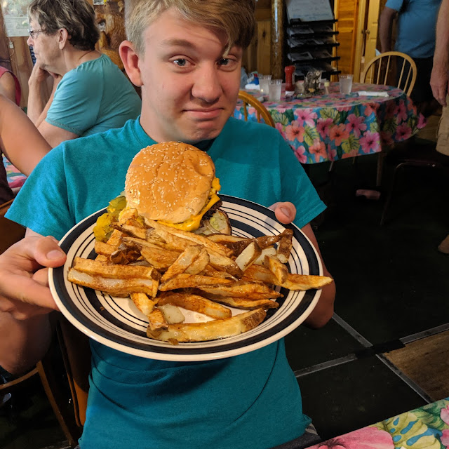 Bacon Cheese Burger and Fries