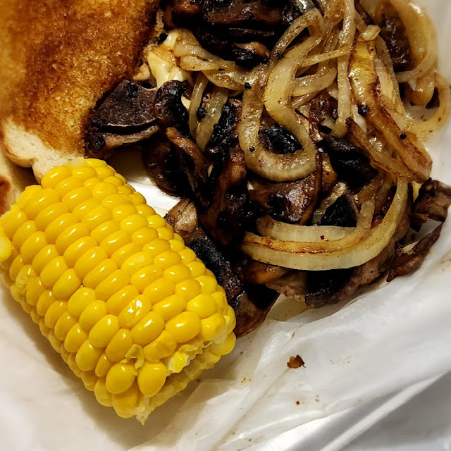Grilled Pork Chops with Onions Mushrooms and Pepper Jack Cheese