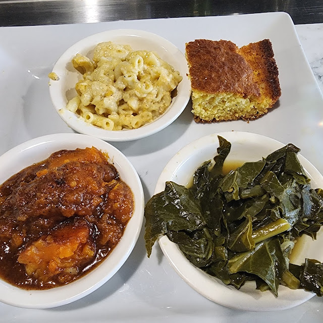 Collard Greens Canded Yams Mac N Cheese