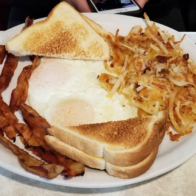 Over Easy Eggs with Bacon and Hash Browns