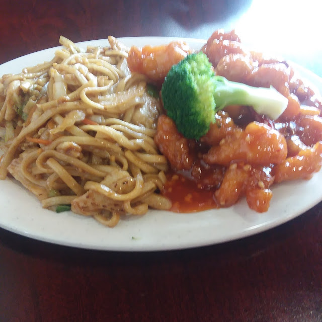 Chicken Lo Mein and Orange Chicken