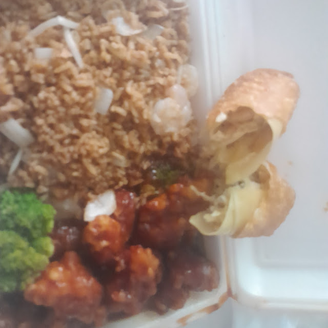 Egg Roll General TSO's Chicken and Fried Rice
