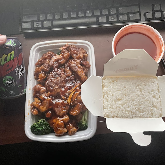 Orange Beef with Broccoli White Rice