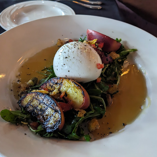 Arugula Salad with Grilled Peaches and Burratta