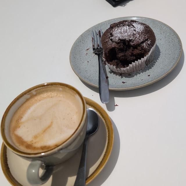 Chocolate Muffin and Oat Caramel Latte