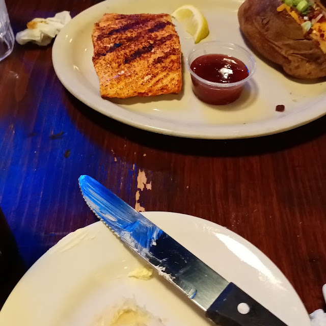 Mesquite Salmon with Loaded Baked Potato