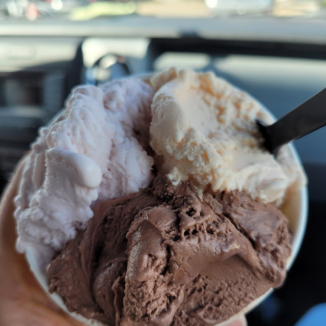 Peach Chocolate and Strawberry Cream Gelato
