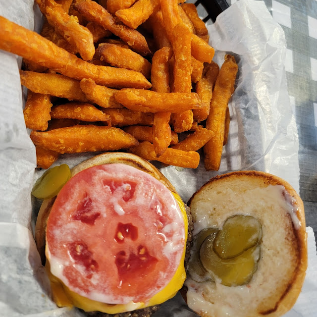 Cheeseburger with Sweet Potato Fries