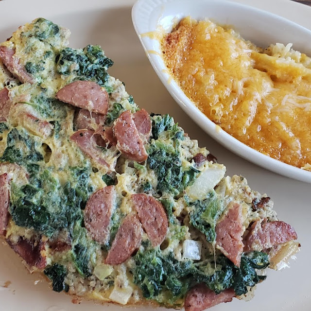 Spinach Onion and Sausage Omelette