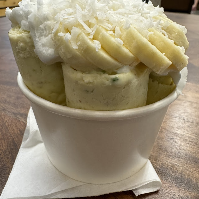 Pistachio Rolled Ice Cream with Nutella Bananas Coconut