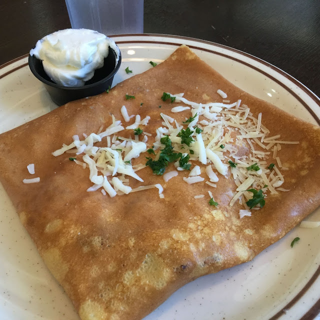 Breakfast Crepe w Bacon & Eggs