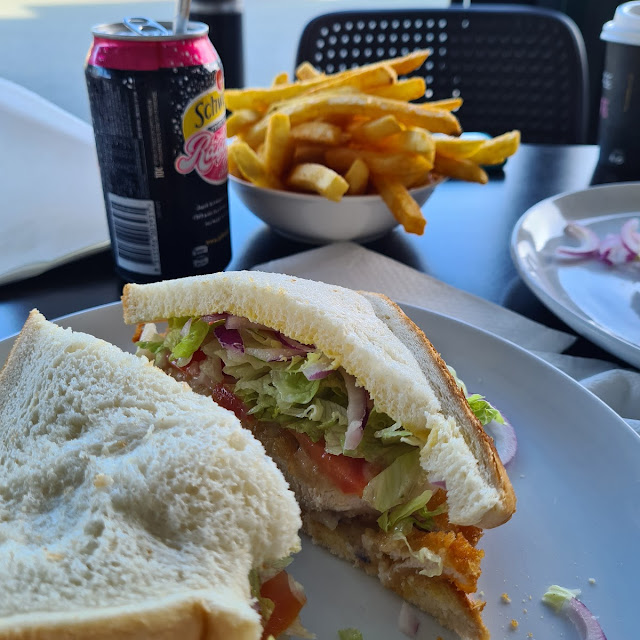 Chicken Schnitzel Sandwich and Chips