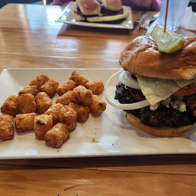 Bacon Bleu Burger and Tots