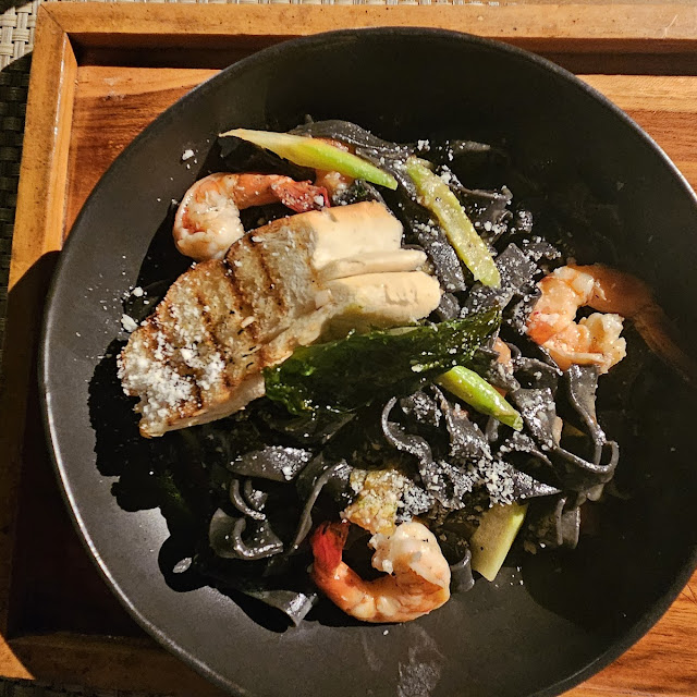 Black Fettucinne with Prawns