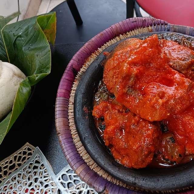 Pounded Yam with Abula and Assorted Meat and Fish