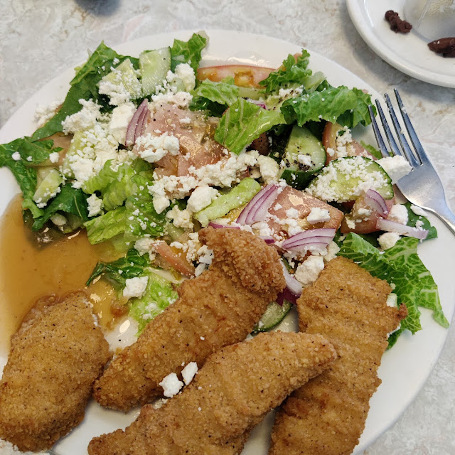 Chicken Fingers and Greek Salad