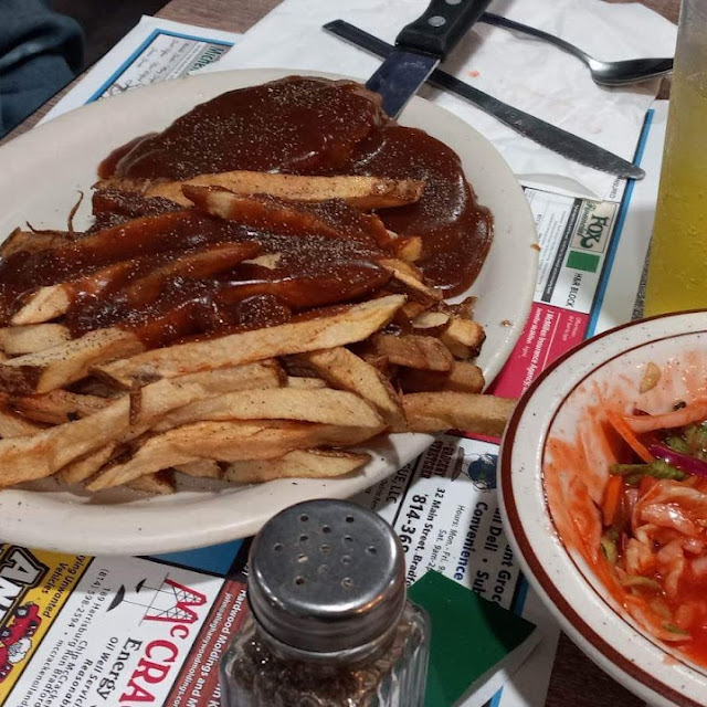 Meatloaf French Fries and a Salad with French Dressing