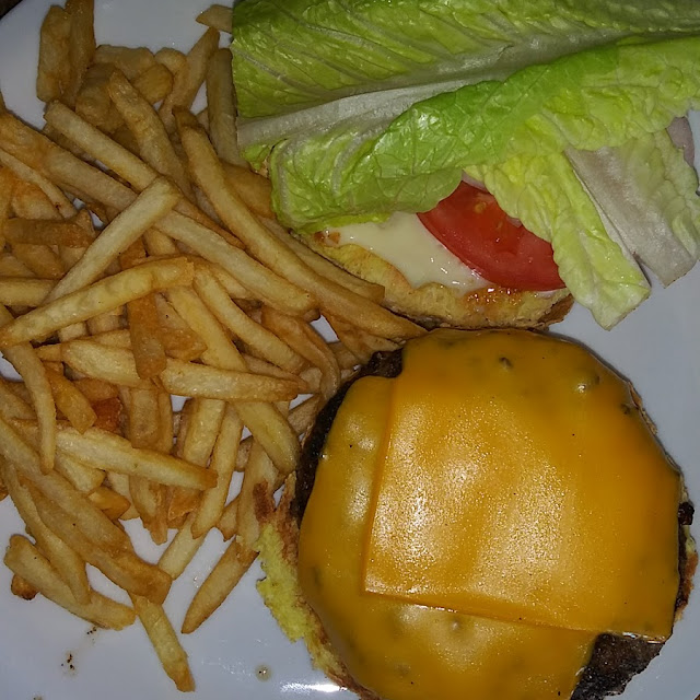 Burger with American Cheese and Fries