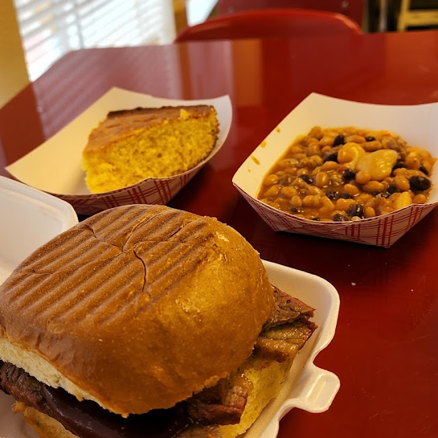Brisket Sandwich Beans and Cornbread