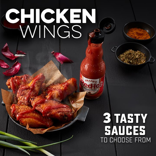 Chicken Wings with 3 Sauces to Choose from Including Frank's Hot Sauce