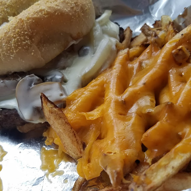 Village Burger and Cheese Fries