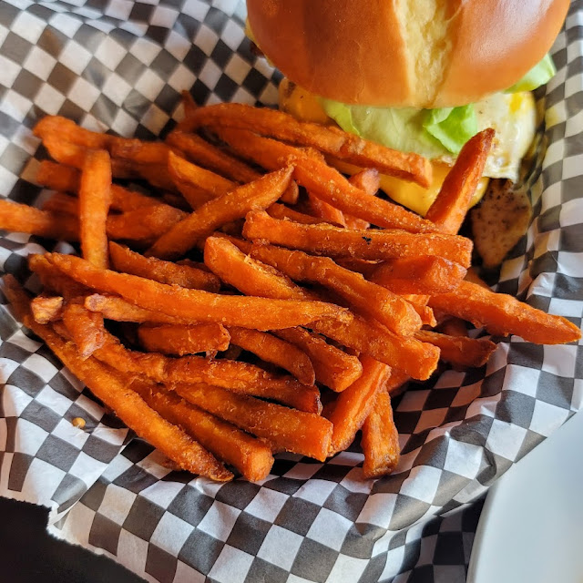 Downtown Burger with Sweet Potato Fries